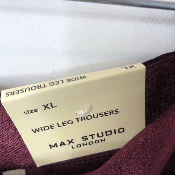 Max Studio London NWT Women's Wide Leg Velour Mid Rise Trousers in Wine Size XL - Picture 3 of 9